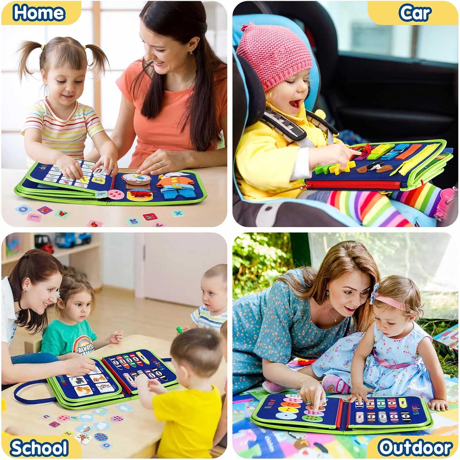 Winblo Toddler Busy Board - Montessori Toys for Toddler Boy Birthday Gift, Educational Learning Sensory Busy Book for Toddler Boys, Toddlers Activities Travel Toys for Airplane Car Blue