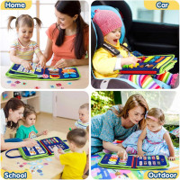 Winblo Toddler Busy Board - Montessori Toys for Toddler Boy Birthday Gift, Educational Learning Sensory Busy Book for Toddler Boys, Toddlers Activities Travel Toys for Airplane Car Blue