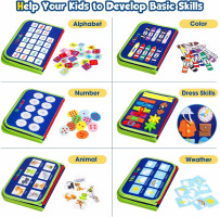 Winblo Toddler Busy Board - Montessori Toys for Toddler Boy Birthday Gift, Educational Learning Sensory Busy Book for Toddler Boys, Toddlers Activities Travel Toys for Airplane Car Blue