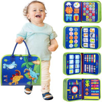 Winblo Toddler Busy Board - Montessori Toys for Toddler Boy Birthday Gift, Educational Learning Sensory Busy Book for Toddler Boys, Toddlers Activities Travel Toys for Airplane Car Blue