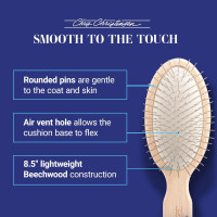 Chris Christensen Dog Brush, 27 mm Oval Pin Brush, Original Series, Groom Like a Professional, Stainless Steel Pins, Lightweight Beech Wood Body, Ground and Polished Tips Brown 27mm-Regular