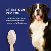 Chris Christensen Dog Brush, 27 mm Oval Pin Brush, Original Series, Groom Like a Professional, Stainless Steel Pins, Lightweight Beech Wood Body, Ground and Polished Tips Brown 27mm-Regular