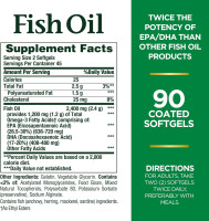 Nature's Bounty Odorless Fish Oil, 1200mg Omega-3 per Serving Including EPA & DHA, Supports Heart Health, Purified to Elimiate Mercury, Coated Softgels, Gluten Free, No Shellfish, 90 Ct 90 Count (Pack of 1)