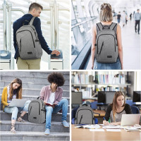 Mancro Laptop Backpack for Travel, Anti-theft Laptop Backpack for Men Business Backpack Work Daypack with USB Charging Port & Lock, Water Resistant Travel Computer Bag Daypack, Grey 15.6 inch Grey