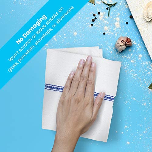  Zeppoli Classic Dish Towels - 15 Pack - 14 by 25 - 100%  Cotton Kitchen Towels - Reusable Bulk Cleaning Cloths - Blue Hand Towels -  Super Absorbent - Machine Washable: Home & Kitchen