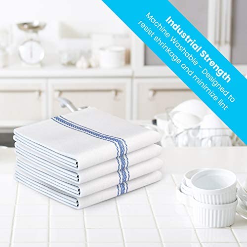 Zeppoli Classic Dish Towels - 15 Pack - 14 by 25 - 100% Cotton Kitchen  Towels - Reusable Bulk Cleaning Cloths - Blue Hand Towels - Super Absorbent  
