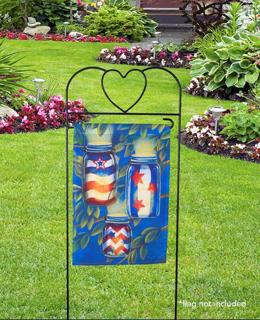 Briarwood Lane Wrought Iron Black Heart Arbor for Garden Flags