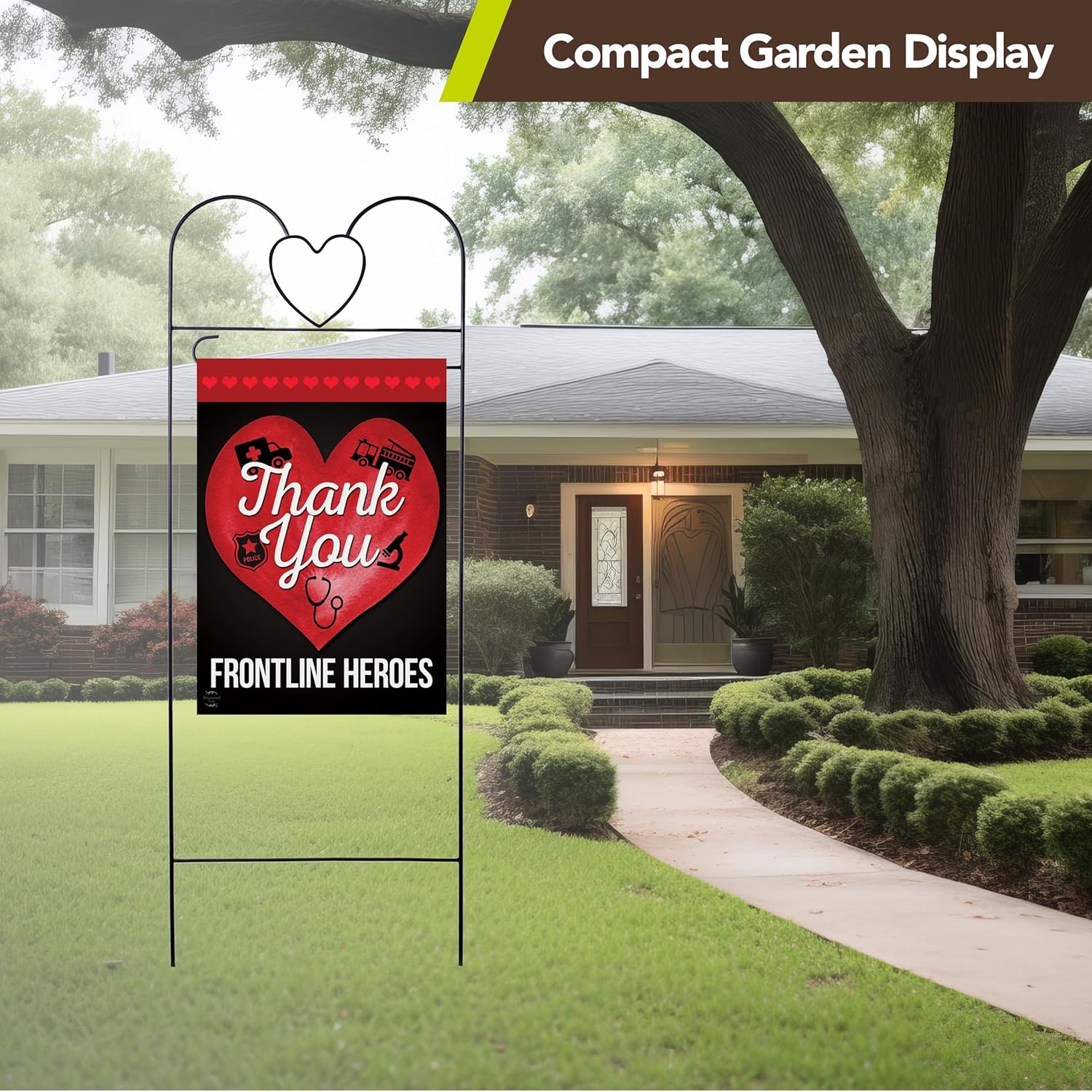 Briarwood Lane Wrought Iron Black Heart Arbor for Garden Flags