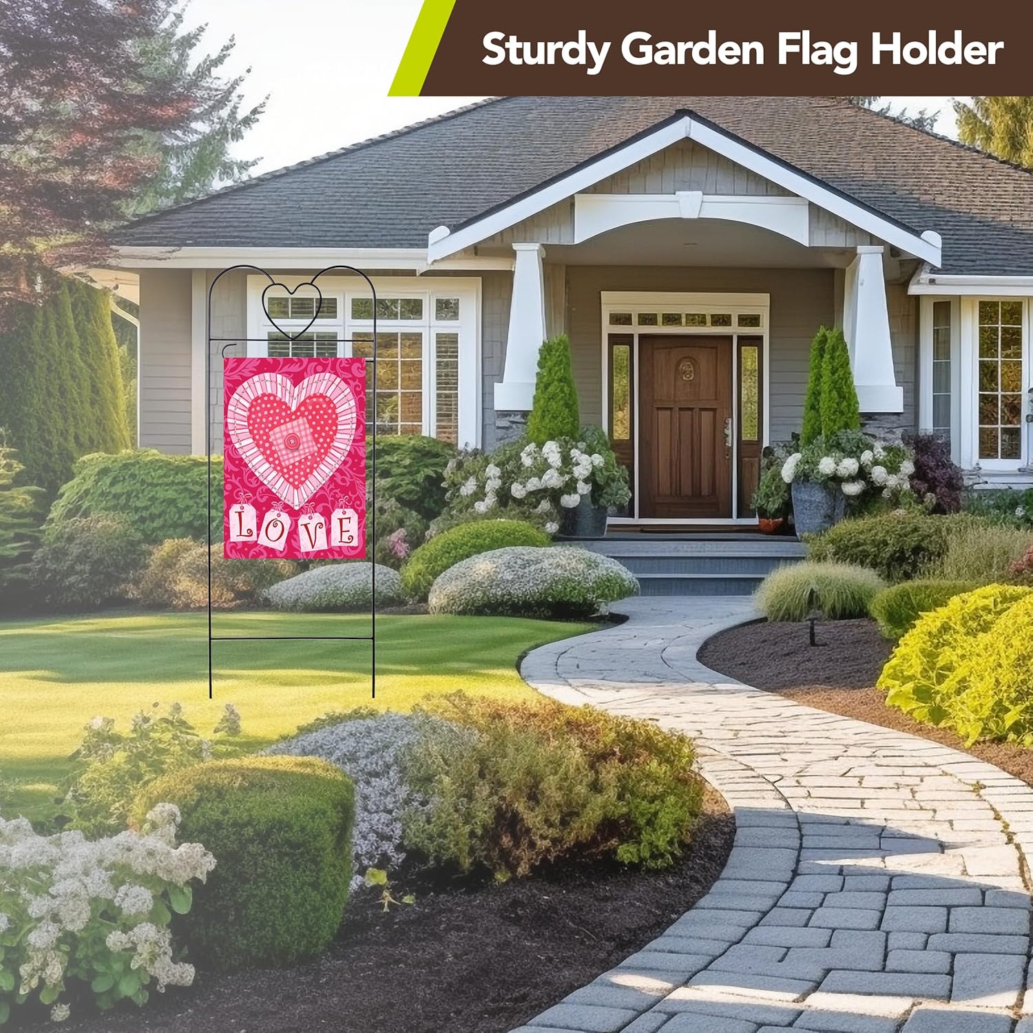Briarwood Lane Wrought Iron Black Heart Arbor for Garden Flags