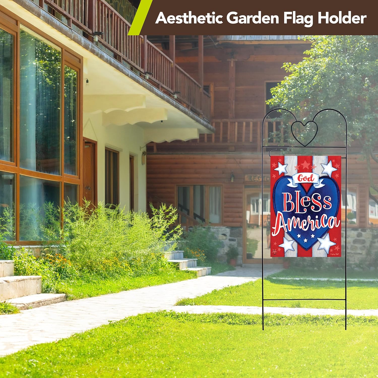 Briarwood Lane Wrought Iron Black Heart Arbor for Garden Flags