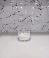 J&M DESIGN Clear Acrylic Sugar Bowl With Lid And Spoon For Coffee Bar Accessories, Cereal Bowls, Tea, Kitchen Countertop Canisters & Baking - 8 oz Container Jar Dispenser Holder - Dishwasher Safe