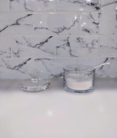 J&M DESIGN Clear Acrylic Sugar Bowl With Lid And Spoon For Coffee Bar Accessories, Cereal Bowls, Tea, Kitchen Countertop Canisters & Baking - 8 oz Container Jar Dispenser Holder - Dishwasher Safe