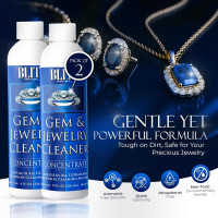 Blitz Gem & Jewelry Cleaner Liquid Concentrate for Gold, Silver, Platinum Jewelry Cleans Non-Porous, Precious & Semi-Precious Stones Non-Toxic, Non-Abrasive, Planet Friendly Made in USA 8oz (2 Pack) Concentrate 8 Ounces (Pack of 2)