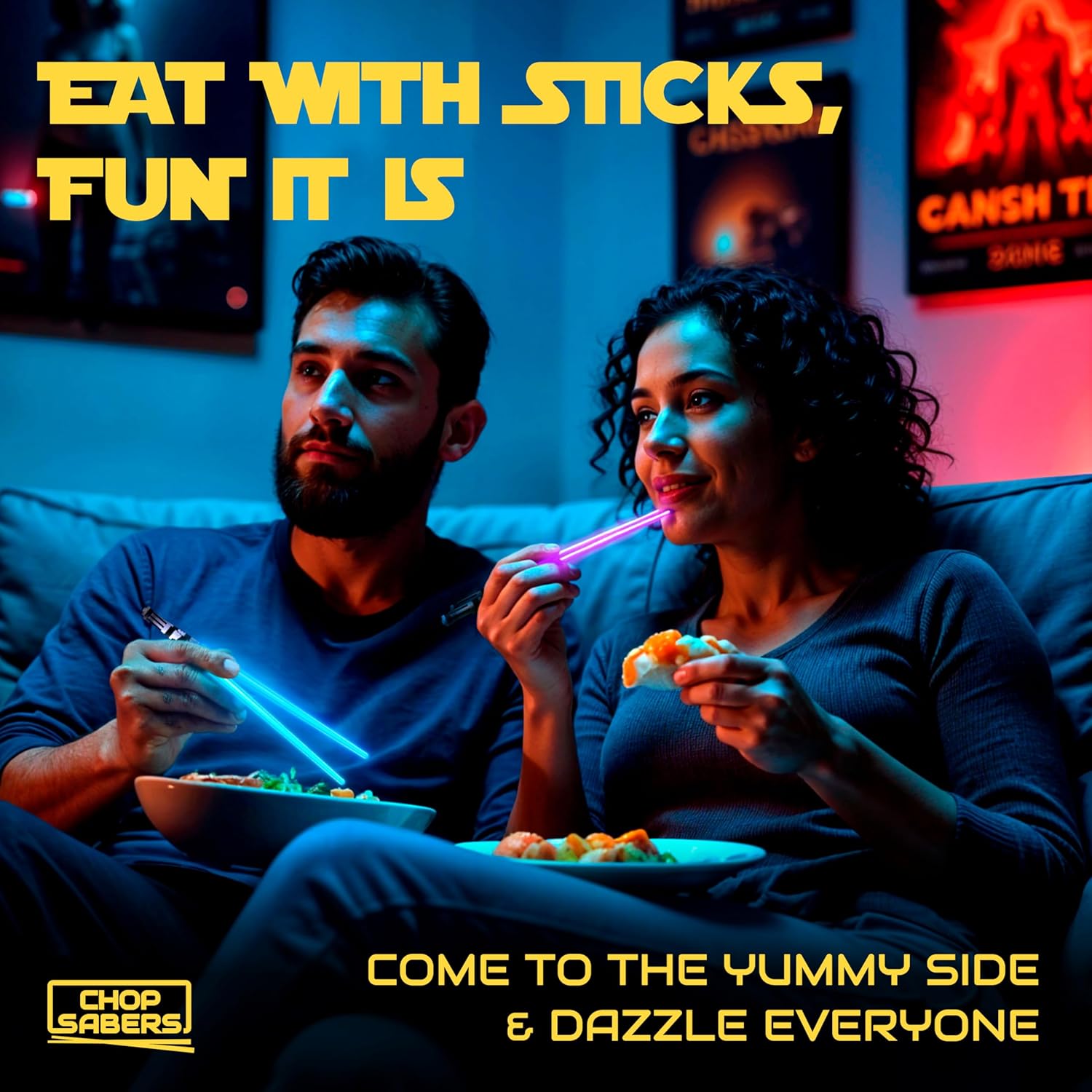 Lightsaber Led Light Up Chopsticks (1 Pair, Blue) 1 pair Blue