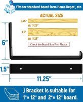 LEOPO Shelf Brackets 12 inch, 4-Pack 1/5 inch Thick Heavy Duty Industrial Bracket for DIY Floating Shelf Support, Black Coated Wall Shelf Support 11.25” x 6” x 1.5” 11.25“ black-4 pack