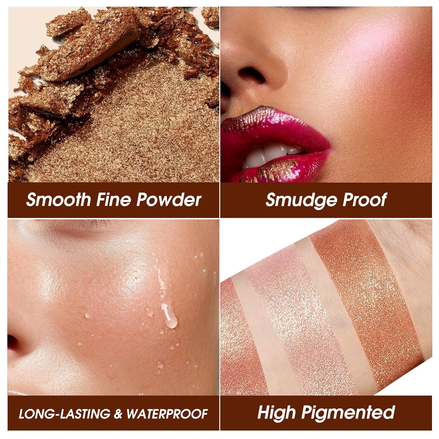 Highlighter Powder Palette, Makeup Palette Facial Bronzers Illuminator Palette Highlighter Baked Waterproof Long Lasting Brilliant Lighten Skin Color (5 Color, 1 Count (Pack of 1)) 5 Color 3.53 Ounce (Pack of 1)