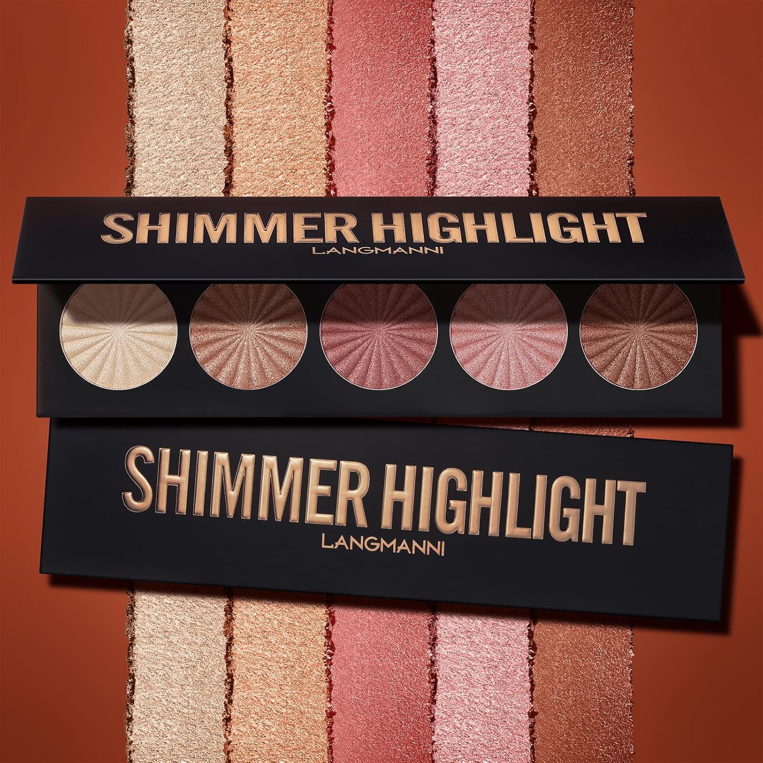 Highlighter Powder Palette, Makeup Palette Facial Bronzers Illuminator Palette Highlighter Baked Waterproof Long Lasting Brilliant Lighten Skin Color (5 Color, 1 Count (Pack of 1)) 5 Color 3.53 Ounce (Pack of 1)