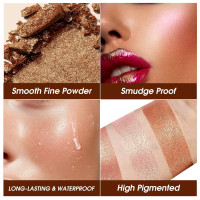 Highlighter Powder Palette, Makeup Palette Facial Bronzers Illuminator Palette Highlighter Baked Waterproof Long Lasting Brilliant Lighten Skin Color (5 Color, 1 Count (Pack of 1)) 5 Color 3.53 Ounce (Pack of 1)