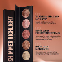 Highlighter Powder Palette, Makeup Palette Facial Bronzers Illuminator Palette Highlighter Baked Waterproof Long Lasting Brilliant Lighten Skin Color (5 Color, 1 Count (Pack of 1)) 5 Color 3.53 Ounce (Pack of 1)
