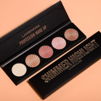 Highlighter Powder Palette, Makeup Palette Facial Bronzers Illuminator Palette Highlighter Baked Waterproof Long Lasting Brilliant Lighten Skin Color (5 Color, 1 Count (Pack of 1)) 5 Color 3.53 Ounce (Pack of 1)