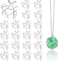 Hicarer 20 Pcs Pendant Trays for Jewelry Making Branch Shape Metal Claw Cage Pendant Holder Crystal Cage Necklace Open Bezels for DIY Necklace Jewelry Making Supplies Silver