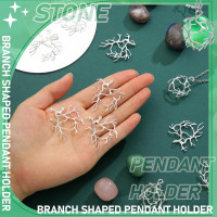 Hicarer 20 Pcs Pendant Trays for Jewelry Making Branch Shape Metal Claw Cage Pendant Holder Crystal Cage Necklace Open Bezels for DIY Necklace Jewelry Making Supplies Silver