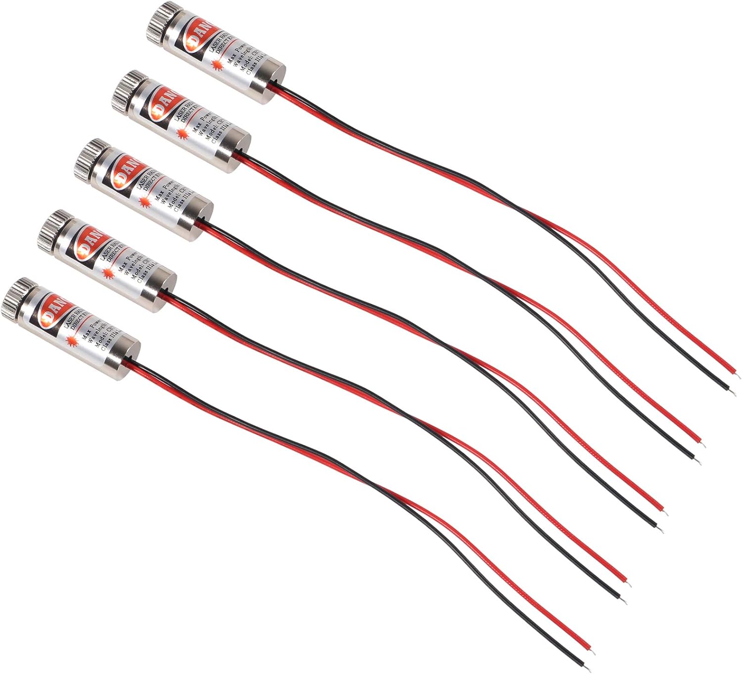5pcs 650nm 5mw Laser Head Laser Tube Adjustable Focus 3~5V Red Laser Tube for Sight Positioning Sighting Telescope (Dot)