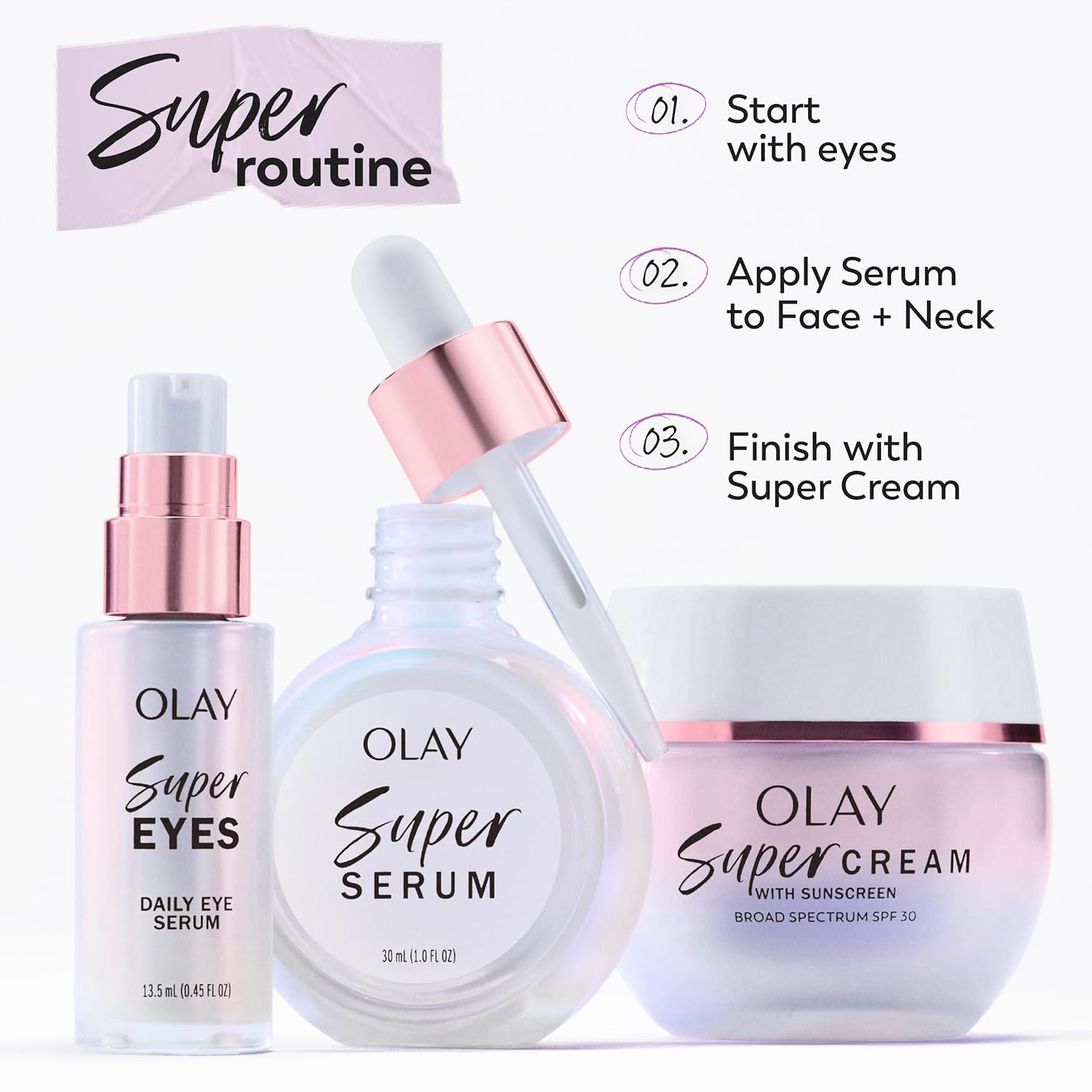 Olay Super Cream with Sunscreen SPF 30, Lightweight Face Moisturizer with Sun Protection, 5-in-1 Skin Care Benefits - Hydrating, Brightening, Firming - Niacinamide, Vitamin C, Collagen Peptide, 1.7 oz 1.7 Fl Oz (Pack of 1)