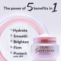 Olay Super Cream with Sunscreen SPF 30, Lightweight Face Moisturizer with Sun Protection, 5-in-1 Skin Care Benefits - Hydrating, Brightening, Firming - Niacinamide, Vitamin C, Collagen Peptide, 1.7 oz 1.7 Fl Oz (Pack of 1)