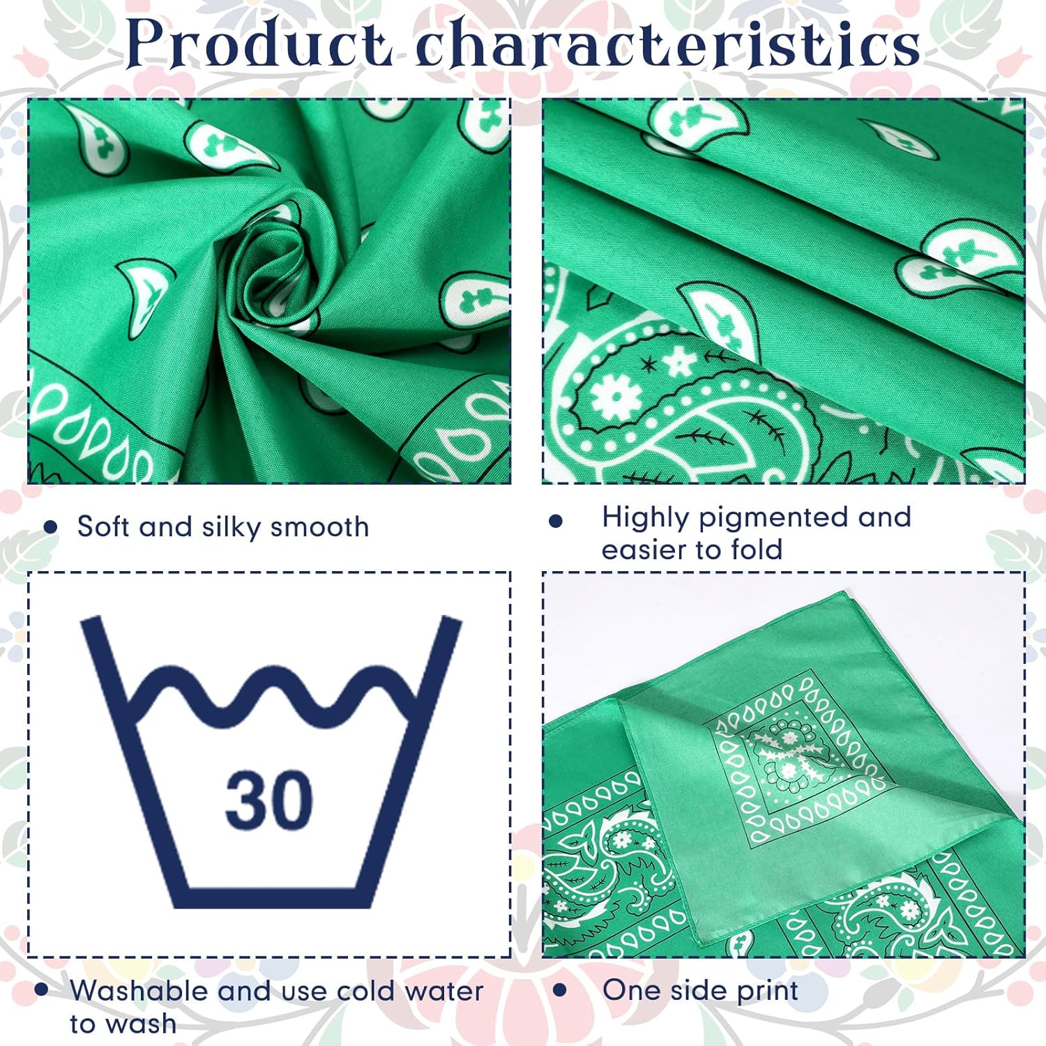 Handepo 12 Pack X Large Bandanas 27 x 27 Inch Paisley Pattern Pure Cotton Bandana Scarf for Men Women Cowboy(Multicolor)