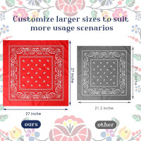 Handepo 12 Pack X Large Bandanas 27 x 27 Inch Paisley Pattern Pure Cotton Bandana Scarf for Men Women Cowboy(Multicolor)