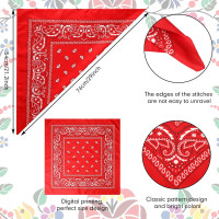 Handepo 12 Pack X Large Bandanas 27 x 27 Inch Paisley Pattern Pure Cotton Bandana Scarf for Men Women Cowboy(Multicolor)