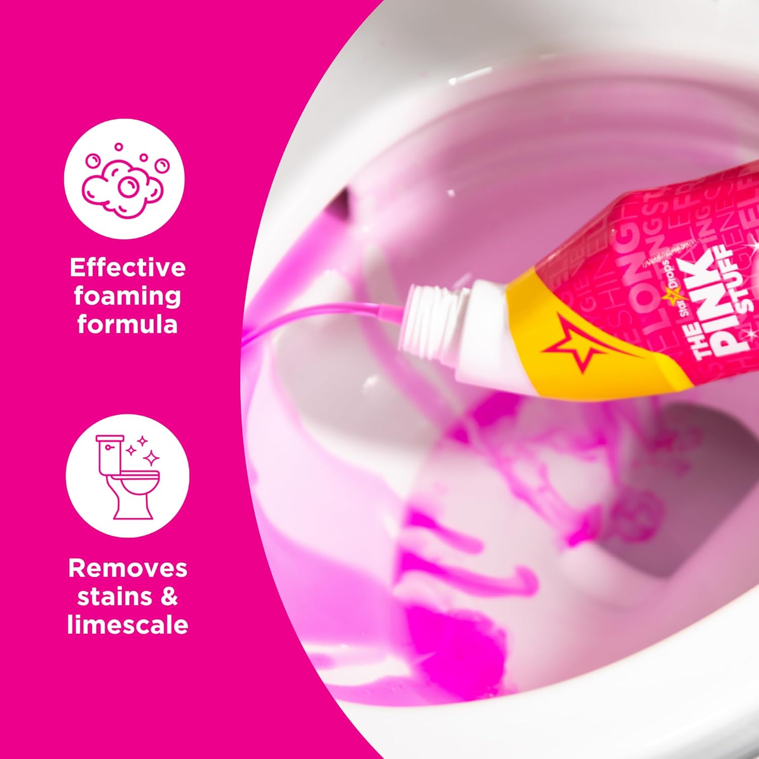 The Pink Stuff Miracle Toilet Cleaner, 750ml – Powerful Stain-Removing Gel for a Sparkling Clean Bowl – Eliminates Limescale, Tough Stains & Odors with Fresh Rhubarb Scent 1 Fl Oz (Pack of 1)