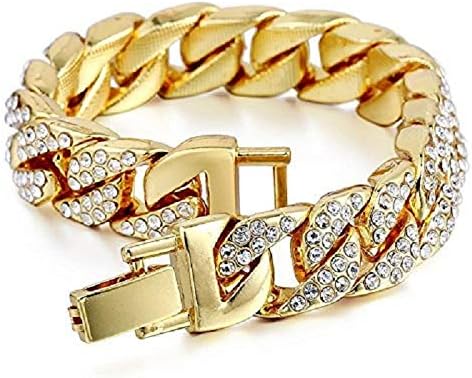 Charles Raymond Bling-ed Out Silver Round Luxury Mens Watch w/Bling-ed Out Bracelet - L0504B gold