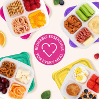 Bentgo Easyboxes 4-Compartment Snack Containers - 8-Piece Set with 4 Trays & 4 Custom-Fit Lids to Seal in Freshness - Reusable Food Storage & Meal Prep Bento BPA-Free Containers (Brights) Brights 4-Compartment Snack Containers