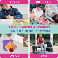 Bentgo Easyboxes 4-Compartment Snack Containers - 8-Piece Set with 4 Trays & 4 Custom-Fit Lids to Seal in Freshness - Reusable Food Storage & Meal Prep Bento BPA-Free Containers (Brights) Brights 4-Compartment Snack Containers