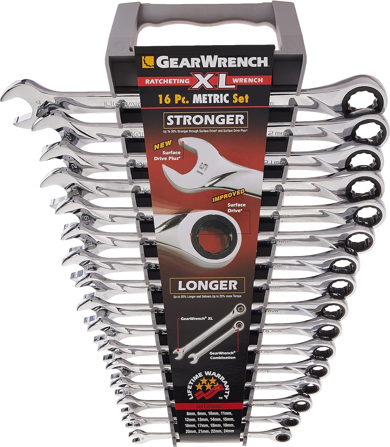 GEARWRENCH XL Ratcheting Combination Metric Wrench Set 16 Pc., 12 Point - 85099