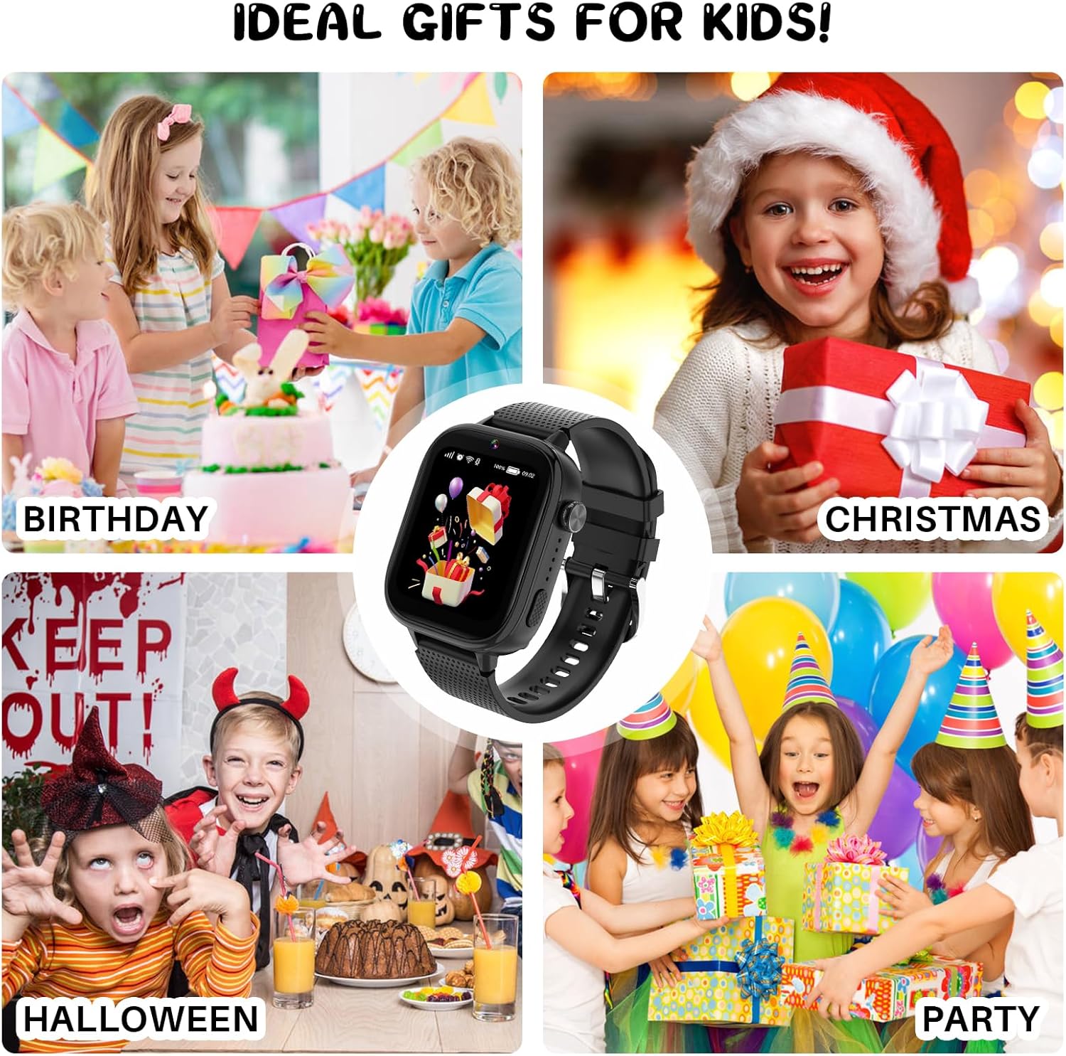 OKYUK 4G Smartwatch, Kids Watch for Kids with SIM Card, 47 Exciting Games, Two-Way Calling Feature, SOS Emergency Call Button Ideal for Kids Aged 3-12, Children’s Cell Phone Alternative (Black)