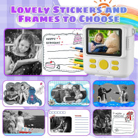 Kids Camera Instant Print, Safe Toddler Camera, HD Digital Cameras 16X Digital Zoom & 32G SD Card, 2.4‘’Screen Instant Print Cameras for Kids, 4 5 6 7 8 9 10 Year Old Girl & Boy Birthday Gifts, White