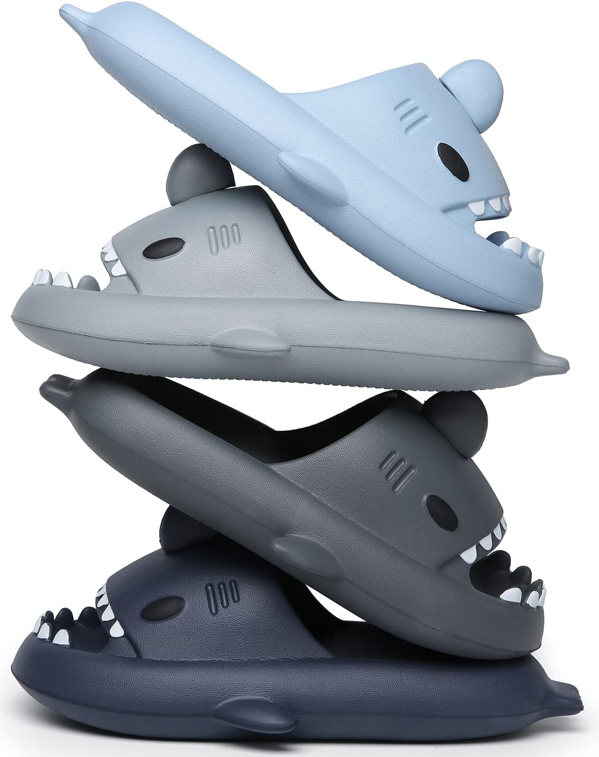 Men's and Women's Shark Slides Cloud Slippers Summer Novelty Open Toe Slide Sandals Anti-Slip Beach Pool Shower Shoes with Cushioned Thick Sole 11-12 Women/9.5-10 Men Blue