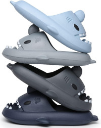 Men's and Women's Shark Slides Cloud Slippers Summer Novelty Open Toe Slide Sandals Anti-Slip Beach Pool Shower Shoes with Cushioned Thick Sole 11-12 Women/9.5-10 Men Blue