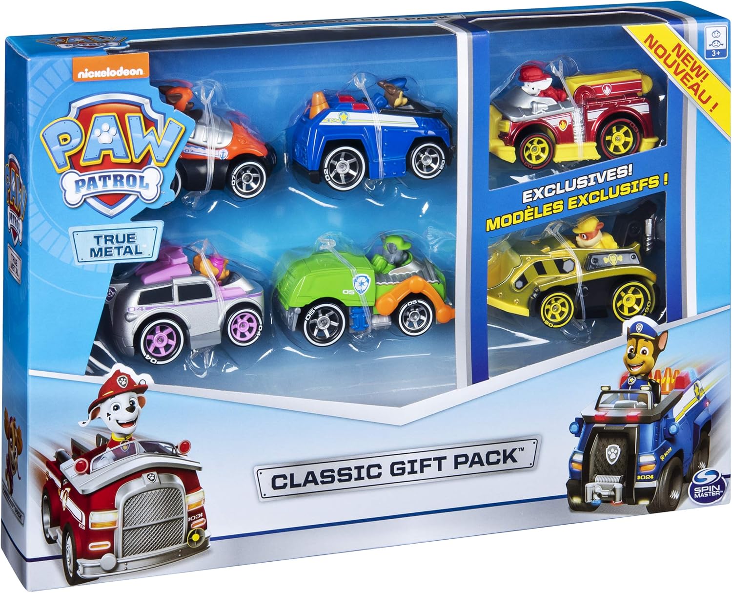 Paw Patrol, True Metal Classic Gift Pack of 6 Collectible Die-Cast Vehicles, 1:55 Scale