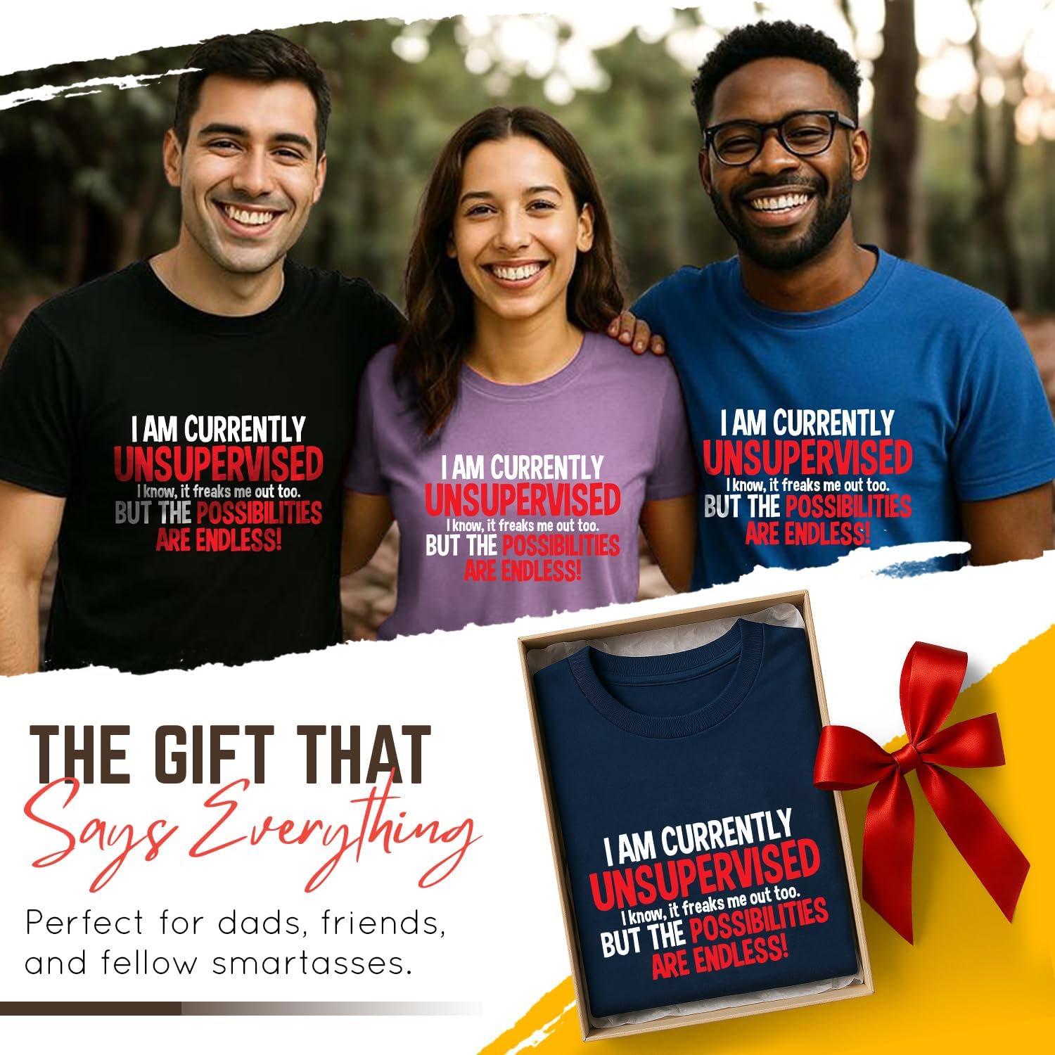 I'm Currently Unsupervised Novelty Graphic Sarcastic Humorous Mens Funny T Shirt Adult X-Large Black