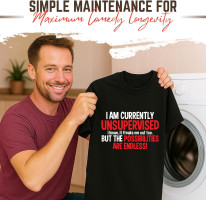 I'm Currently Unsupervised Novelty Graphic Sarcastic Funny T Shirt Adult X-Large Black