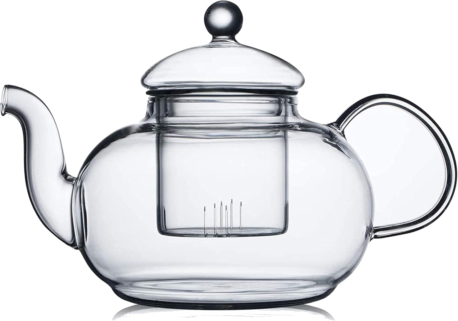 CNGLASS Glass Teapot Stovetop Safe,Clear Teapot with Removable Infuser 20.3 oz,Loose Leaf and Blooming Tea Maker 20.3OZ