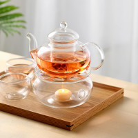 CNGLASS Glass Teapot Stovetop Safe,Clear Teapot with Removable Infuser 20.3 oz,Loose Leaf and Blooming Tea Maker 20.3OZ