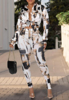 YouSexy 2 Piece Legging Pant Sets for Women Floral Print Long Sleeve Tracksuits Outfits Ak-beige Small