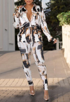 YouSexy 2 Piece Legging Pant Sets for Women Floral Print Long Sleeve Tracksuits Outfits Ak-beige Small