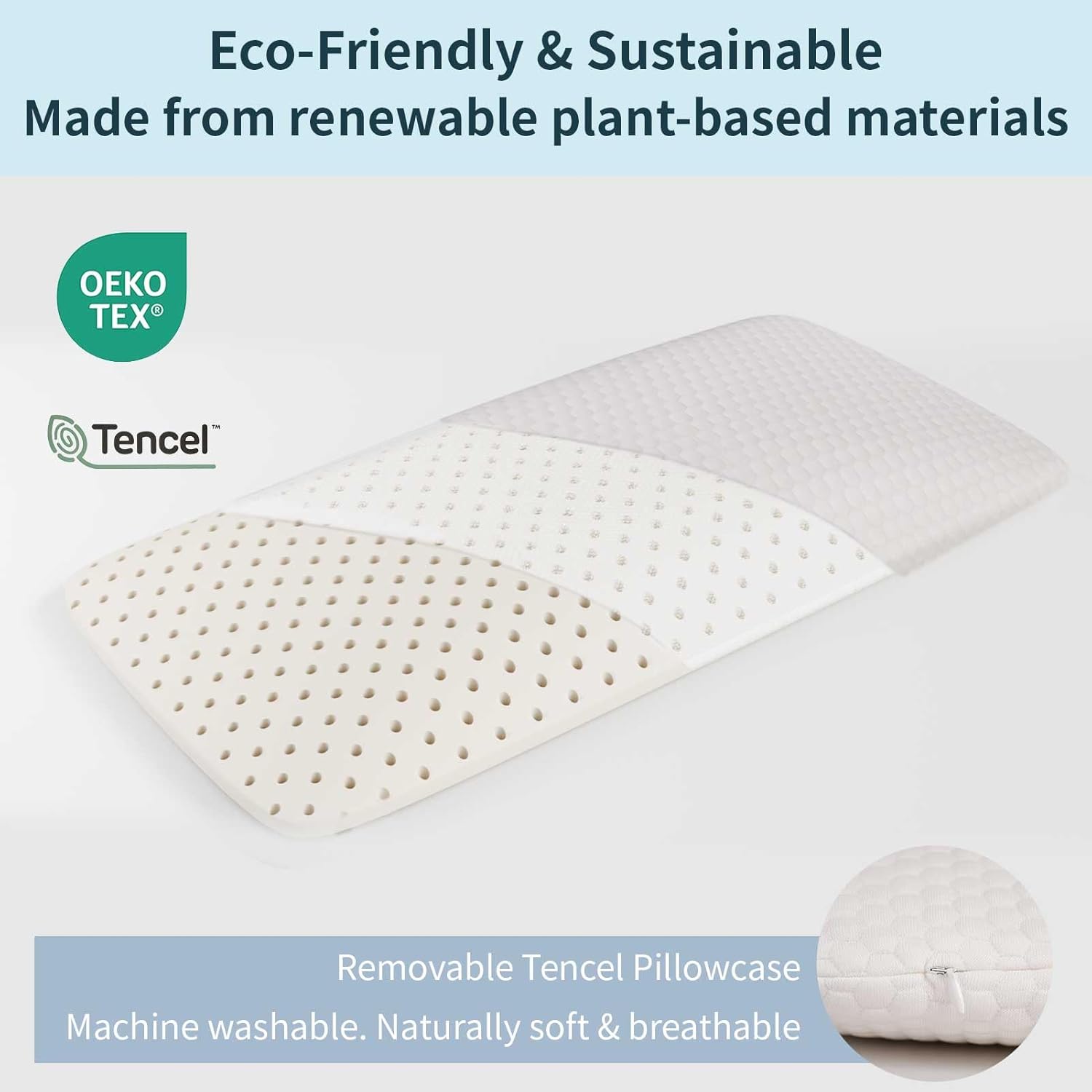 Talatex Talalay Ultra Slim 100% Natural Premium Latex Pillow, Ultra Thin Flat Pillow for Stomach and Back Sleepers Helps Cervical Neck Alignment and Deeper Sleep, No Memory Foam Chemicals（2.7