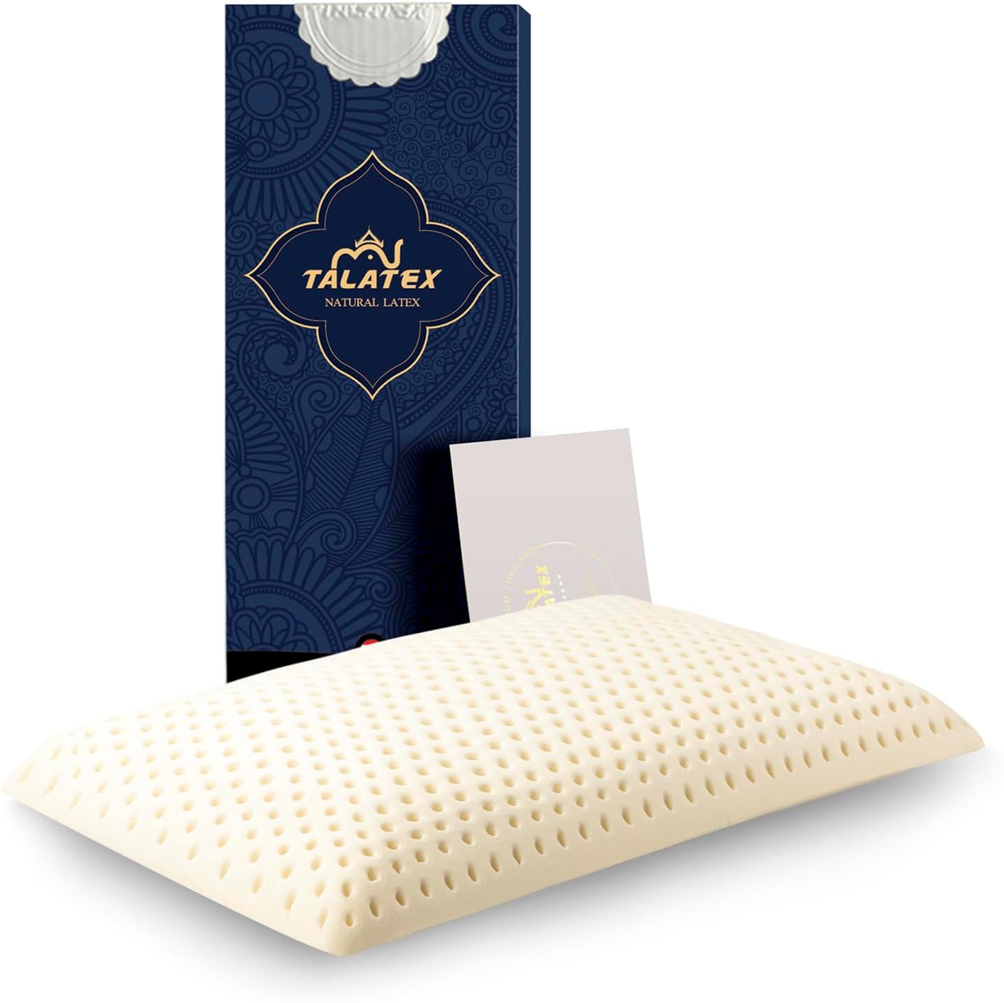 Talatex 100% Natural Premium Thin Latex Pillow, Ultra Thin Pillows, Flat Pillows for Sleeping Helps Relieve Pressure, No Memory Foam Chemicals, Perfect Package Best Gift (2.7